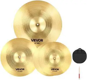 Cymbal Pack, 3 Pieces Cymbals for Drum Set, Alloy Cymbals Drum Set Includes 14-inch Hi-Hats, 16-inch Crash, 20-inch Ride, Drumsticks & Cymbal Bag, Alloy Cymbal Pack for Drummer, Bright Copper Cymbal Pack, 3 Pieces Cymbals for Drum Set, Alloy Cymbals Drum Set Includes 14-inch Hi-Hats, 16-inch Crash, 20-inch Ride, Drumsticks & Cymbal Bag, Alloy Cymbal Pack for Drummer, Bright Copper