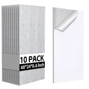 10Pack Large Acoustic Panels, 48x24x0.4 inch Sound Proof Panels for Walls, Self-Adhesive Sound Panels Noise Reducing for Walls, Acoustic Wall Panel for Home Studio Office Gym & Commercial Spaces(Grey) 10Pack Large Acoustic Panels, 48x24x0.4 inch Sound Proof Panels for Walls, Self-Adhesive Sound Panels Noise Reducing for Walls, Acoustic Wall Panel for Home Studio Office Gym & Commercial Spaces(Grey)