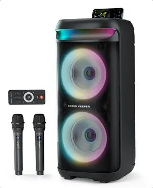 GKD60 Karaoke Machine with 2 Wireless Microphones for Adults, Portable Bluetooth Party Speaker, 500W Peak Power PA System with LED Disco Lights, 6.5'' Speaker Big Sound, 8000mAh Battery for Outdoor GKD60 Karaoke Machine with 2 Wireless Microphones for Adults, Portable Bluetooth Party Speaker, 500W Peak Power PA System with LED Disco Lights, 6.5'' Speaker Big Sound, 8000mAh Battery for Outdoor