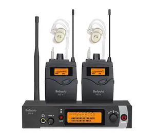 UHF Wireless in Ear Monitor System 2 Pack with Earphones, 16 Channel Adjustable Frequency Wireless IEM System for Live Performance, Bands, Studio, 200ft Range UHF Wireless in Ear Monitor System 2 Pack with Earphones, 16 Channel Adjustable Frequency Wireless IEM System for Live Performance, Bands, Studio, 200ft Range