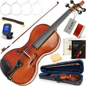 4/4 Full Size Violin: Ergonomic, Stable Tuning, Anti-crack Solid Wood, Premium Ebony, For Beginners, With Hard Case, Tuner, Spare Strings, Bow, Shoulder Rest, Lesson Book, Fingerboard Stickers 4/4 Full Size Violin: Ergonomic, Stable Tuning, Anti-crack Solid Wood, Premium Ebony, For Beginners, With Hard Case, Tuner, Spare Strings, Bow, Shoulder Rest, Lesson Book, Fingerboard Stickers
