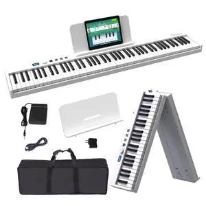 Folding Piano Keyboard 88 Key, Portable Piano Keyboard with Standard Semi Weighted Key, Foldable Piano Support Bluetooth/MIDI with Pedal, Speakers, Ideal for Beginner and Adult Folding Piano Keyboard 88 Key, Portable Piano Keyboard with Standard Semi Weighted Key, Foldable Piano Support Bluetooth/MIDI with Pedal, Speakers, Ideal for Beginner and Adult