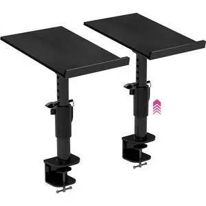 Studio Monitor Stands - Music Studio Desktop Speaker Stand - 2 Pack 12x9 Clamp-on Adjustable Short or Tall Speaker Support for Music Booth Desk Audio Monitor Stand Mount with Tilt Studio Monitor Stands - Music Studio Desktop Speaker Stand - 2 Pack 12x9 Clamp-on Adjustable Short or Tall Speaker Support for Music Booth Desk Audio Monitor Stand Mount with Tilt