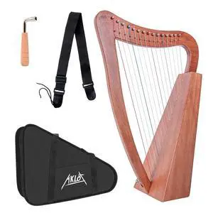 Harp, 15 Strings Mahogany Harp 22 Inch Height for Adult Professional Beginner with Tuning Wrench,Black Gig Bag,Strap (NO Spare String, International Standard Strings) Harp, 15 Strings Mahogany Harp 22 Inch Height for Adult Professional Beginner with Tuning Wrench,Black Gig Bag,Strap (NO Spare String, International Standard Strings)