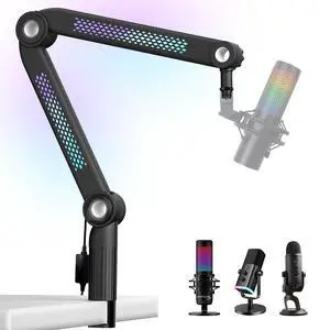 RGB Mic Arm, Adjustable Boom Arm with RGB Control, Multiple Adapters, Compatible with Blue Yeti, HyperXFIFINE AM8, Shure MicRode and More, Perfect for Podcasting, Streaming and Gaming RGB Mic Arm, Adjustable Boom Arm with RGB Control, Multiple Adapters, Compatible with Blue Yeti, HyperXFIFINE AM8, Shure MicRode and More, Perfect for Podcasting, Streaming and Gaming