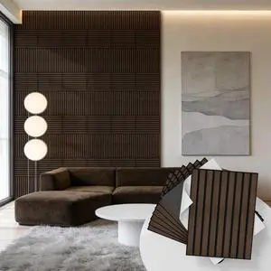 24 Pack Self Adhesive Acoustic Wall Panels in Wood Look 11.8"x15.7" | Soundproofing PVC Slats on Felt, Decorative Wall Panels for Living Room & Bedroom Accent Wall 24 Pack Self Adhesive Acoustic Wall Panels in Wood Look 11.8"x15.7" | Soundproofing PVC Slats on Felt, Decorative Wall Panels for Living Room & Bedroom Accent Wall