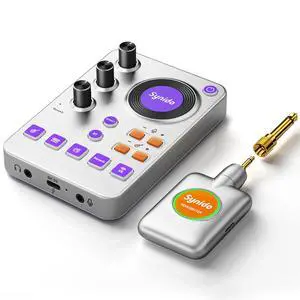 Wireless Guitar Sound Card, 24bit/96kHz Low Latency Audio Interface | Built-in rechargeable battery & lightweight portable design, perfect for recording, live streaming and DJ performance Wireless Guitar Sound Card, 24bit/96kHz Low Latency Audio Interface | Built-in rechargeable battery & lightweight portable design, perfect for recording, live streaming and DJ performance
