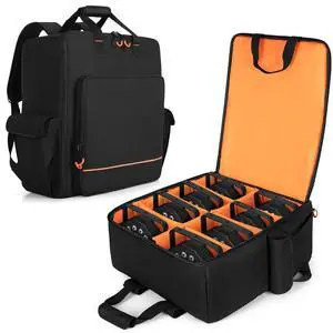 Padded Par Light Bag (Backpack) Fits 8 Par Lights | Par Lights Case with Inner Divider and Multiple Accessory Pockets, Trolley Sleeve, Black Padded Par Light Bag (Backpack) Fits 8 Par Lights | Par Lights Case with Inner Divider and Multiple Accessory Pockets, Trolley Sleeve, Black