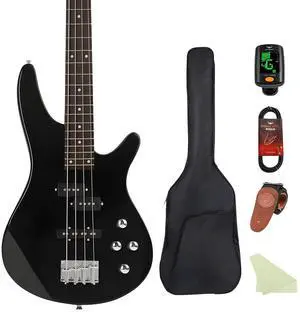 Electric Bass Guitar 4 Strings Full-Size Standard Bass PB-Style Beginner Kit Black for Starter with Gig Bag Guitar Strap and Guitar Cable(PJ-Black) Electric Bass Guitar 4 Strings Full-Size Standard Bass PB-Style Beginner Kit Black for Starter with Gig Bag Guitar Strap and Guitar Cable(PJ-Black)