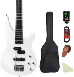 Electric Bass Guitar 4 Strings Full-Size Standard Bass PB-Style Beginner Kit Black for Starter with Gig Bag Guitar Strap and Guitar Cable(PJ-White) Electric Bass Guitar 4 Strings Full-Size Standard Bass PB-Style Beginner Kit Black for Starter with Gig Bag Guitar Strap and Guitar Cable(PJ-White)