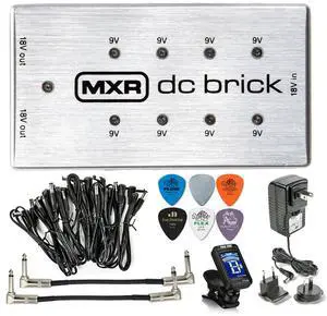 MXR M237 DC Brick Effects Pedal Power Supply 9Vx8 and 18Vx2 Outputs Instrument Cable, ECB009 Adapter, Tuner, Picks, Patch Cables Bundle MXR M237 DC Brick Effects Pedal Power Supply 9Vx8 and 18Vx2 Outputs Instrument Cable, ECB009 Adapter, Tuner, Picks, Patch Cables Bundle