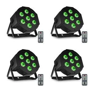 Par Can Lights LED 7x18W RGBWAP 6in1 Wash Stage Lights 4 Pack | Remote and DMX512 Control Uplights, Sound Activated, Auto Run Flat, for Christmas Wedding Party Disco Par Can Lights LED 7x18W RGBWAP 6in1 Wash Stage Lights 4 Pack | Remote and DMX512 Control Uplights, Sound Activated, Auto Run Flat, for Christmas Wedding Party Disco