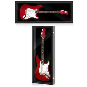 Electric/Acoustic Guitar Display Case Wall Mount Guitar Case Cabinet Shadow Box with Hanger Stand and Lock 98% UV Protection Acrylic Clear Door for Musician Collection(Black,44'') Electric/Acoustic Guitar Display Case Wall Mount Guitar Case Cabinet Shadow Box with Hanger Stand and Lock 98% UV Protection Acrylic Clear Door for Musician Collection(Black,44'')