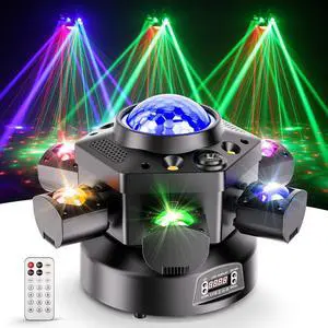 Moving Head DJ Lights, 120W 6-Arm RGBW 4-in-1 Stage Lights with Kaleidoscope Magic Ball Effect, Red/Green Starry Laser, White/Golden Strobe, 540° Rotation, DMX512 Remote Control for Wedding Club Party Moving Head DJ Lights, 120W 6-Arm RGBW 4-in-1 Stage Lights with Kaleidoscope Magic Ball Effect, Red/Green Starry Laser, White/Golden Strobe, 540° Rotation, DMX512 Remote Control for Wedding Club Party