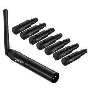 Wireless DMX512 Transmitter Receiver DJ 2.4G DMX Wireless Controller 7 Receivers with Built-in Battery & Light Dome & 1 Transmitter for LED Stage Disco Party Bar, Stage Lighting Control 8PCS Wireless DMX512 Transmitter Receiver DJ 2.4G DMX Wireless Controller 7 Receivers with Built-in Battery & Light Dome & 1 Transmitter for LED Stage Disco Party Bar, Stage Lighting Control 8PCS