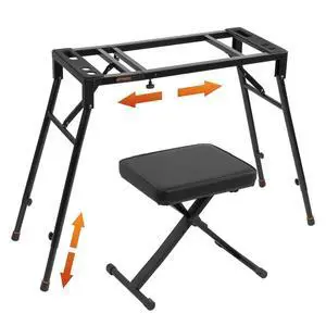 Collapsible Piano Keyboard Stand & Bench Set, Portable Digital Piano Stand for 54-88 Key Electric Pianos & X-Style Piano Bench, Music Keyboard Bench Seat, Chair, Black, SKT-01 & SPB-M10 Collapsible Piano Keyboard Stand & Bench Set, Portable Digital Piano Stand for 54-88 Key Electric Pianos & X-Style Piano Bench, Music Keyboard Bench Seat, Chair, Black, SKT-01 & SPB-M10