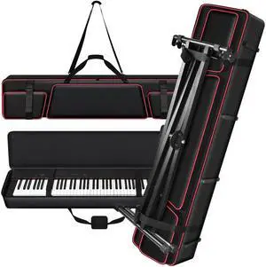 88 Key Piano Bag for Yamaha P45/P71, Piano Stand Straps, Case Only | Oxford+10mm Foam+Satin Lining; 27" Pockets, 6 Rubber Feet; Fits Slim 88-key Pianos; Performers, Teachers, Keyboardists 88 Key Piano Bag for Yamaha P45/P71, Piano Stand Straps, Case Only | Oxford+10mm Foam+Satin Lining; 27" Pockets, 6 Rubber Feet; Fits Slim 88-key Pianos; Performers, Teachers, Keyboardists