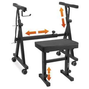 Piano Keyboard Stand Stool Set, Portable Heavy Duty Stand for 54-88 Key Electric Digital Pianos & Adjustable Piano Bench, Chair, Black, SKT-02 & SPB-M50 Piano Keyboard Stand Stool Set, Portable Heavy Duty Stand for 54-88 Key Electric Digital Pianos & Adjustable Piano Bench, Chair, Black, SKT-02 & SPB-M50
