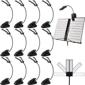 12 Pcs Music Stand Lights Clip on Reading Lights,Double-lamp Style | Dual Heads, Book Light in Bed, USB and AAA Battery Operated, LED Lamp, 3 Brightness Level, for Musician, Battery Not Included 12 Pcs Music Stand Lights Clip on Reading Lights,Double-lamp Style | Dual Heads, Book Light in Bed, USB and AAA Battery Operated, LED Lamp, 3 Brightness Level, for Musician, Battery Not Included