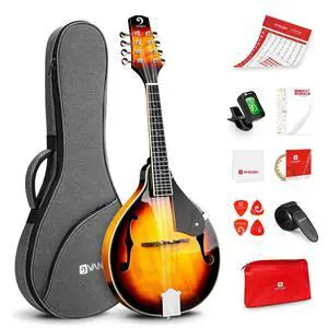 Mandolin Musical Instrument A Style, Acoustic Mandolin Instrument Kit Italian 8 String for Professional Beginners Adults Teens Youth Kids, Sunburst, Glossy Mandolin Musical Instrument A Style, Acoustic Mandolin Instrument Kit Italian 8 String for Professional Beginners Adults Teens Youth Kids, Sunburst, Glossy