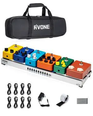 Guitar Pedal Board with Built-in Power Supply, Aluminum Alloy Portable Pedalboard with Bag, Pedal Cables, Hook&Loop (19.09x5.11") Guitar Pedal Board with Built-in Power Supply, Aluminum Alloy Portable Pedalboard with Bag, Pedal Cables, Hook&Loop (19.09x5.11")