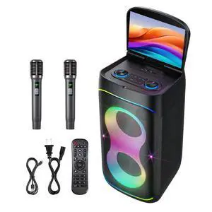 Smart Karaoke Machine with 10.1 Inch Screen, with Lyrics Display, Build-in Karaoke APP, 300W Powerful Speaker, 2 Wireless Microphones, for Family or Friend Party (X1) Smart Karaoke Machine with 10.1 Inch Screen, with Lyrics Display, Build-in Karaoke APP, 300W Powerful Speaker, 2 Wireless Microphones, for Family or Friend Party (X1)