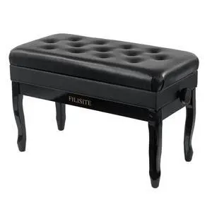 Genuine Leather Piano Bench with Storage, Adjustable Height Keyboard Bench with High-Density Sponge Cushion,Curved Legs for Piano/Keyboard, Supports Duet Playing,Black Genuine Leather Piano Bench with Storage, Adjustable Height Keyboard Bench with High-Density Sponge Cushion,Curved Legs for Piano/Keyboard, Supports Duet Playing,Black