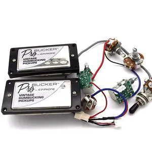 1 Set ProBucker Alnico Bridge&Neck Pickups with Pro Wiring Harness Pots&3 Way Switches Universal for Electric Guitar (Chrome (Black Ring)) 1 Set ProBucker Alnico Bridge&Neck Pickups with Pro Wiring Harness Pots&3 Way Switches Universal for Electric Guitar (Chrome (Black Ring))