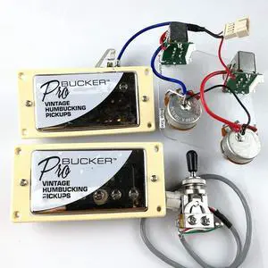 1 Set ProBucker Alnico Bridge&Neck Pickups with Pro Wiring Harness Pots&3 Way Switches for Electric Guitar Chrome(Cream Ring) 1 Set ProBucker Alnico Bridge&Neck Pickups with Pro Wiring Harness Pots&3 Way Switches for Electric Guitar Chrome(Cream Ring)