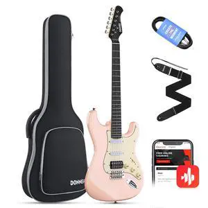 DST-200 Electric Guitar with HSS Pickup Coil Split | Designer Series | Full-size Electric Solid Body Guitar Kit for Adults, Beginner & Pro Players with Online Lesson, Blossom Pink DST-200 Electric Guitar with HSS Pickup Coil Split | Designer Series | Full-size Electric Solid Body Guitar Kit for Adults, Beginner & Pro Players with Online Lesson, Blossom Pink