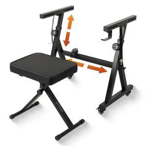 Piano Keyboard Stand & Bench Set, Z-Style Portable Heavy Duty Digital Piano Stand for 54-88 Key Electric Pianos & X-Style Adjustable Piano Bench, Chair, Black, SKT-02S & SPB-M10 Piano Keyboard Stand & Bench Set, Z-Style Portable Heavy Duty Digital Piano Stand for 54-88 Key Electric Pianos & X-Style Adjustable Piano Bench, Chair, Black, SKT-02S & SPB-M10