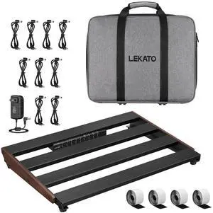 Pedal board, Guitar Pedal Board with Built-in Power Supply, 15.5x11x2" 2.1LB, Aluminium Alloy Powered PedalBoard with Carry Bag, Pedal Cables, Adhesive Hookside Tape Pedal board, Guitar Pedal Board with Built-in Power Supply, 15.5x11x2" 2.1LB, Aluminium Alloy Powered PedalBoard with Carry Bag, Pedal Cables, Adhesive Hookside Tape