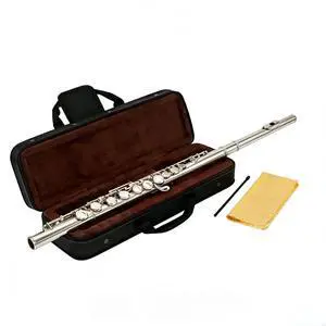 C Flute 16 Key Closed Hole - Beginner Flute to Professional Concert Flute | Nickel/Silver Plated Flute Instrument with Cleaning Kit, Case & Tuning Rod | Flutes for Beginners, Students & Professional C Flute 16 Key Closed Hole - Beginner Flute to Professional Concert Flute | Nickel/Silver Plated Flute Instrument with Cleaning Kit, Case & Tuning Rod | Flutes for Beginners, Students & Professional