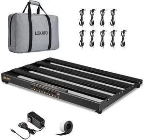 Pedalboard, Pedal Board with Built-in Power Supply, 19x12.2x1.8" 2.97LB, Aluminium Alloy Guitar Pedal Board with Carry Bag, Pedal Cables, Adhesive Hookside Tape Pedalboard, Pedal Board with Built-in Power Supply, 19x12.2x1.8" 2.97LB, Aluminium Alloy Guitar Pedal Board with Carry Bag, Pedal Cables, Adhesive Hookside Tape