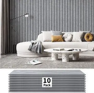 10 Pack Acoustic Panels, 48" X 12" X 0.43", Grey and Black | Soundproof Wall Panels, Self Adhesive, High Density Sound Absorbing, Acoustic Treatment for Recording Studio, Office 10 Pack Acoustic Panels, 48" X 12" X 0.43", Grey and Black | Soundproof Wall Panels, Self Adhesive, High Density Sound Absorbing, Acoustic Treatment for Recording Studio, Office