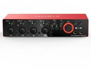 4x4 USB-C Audio Interface for PC & Mac - 24-bit/192kHz Studio Recording, 4 Combo Inputs (XLR/TRS), 4 TRS Outputs, 48V Phantom Power, FX Effects for Podcast/Streaming (Matte Red) 4x4 USB-C Audio Interface for PC & Mac - 24-bit/192kHz Studio Recording, 4 Combo Inputs (XLR/TRS), 4 TRS Outputs, 48V Phantom Power, FX Effects for Podcast/Streaming (Matte Red)