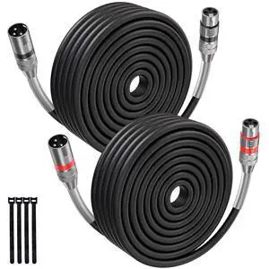 XLR Cables 100FT 2 Pack, Premium Heavy Duty Balanced Microphone Cable with 3-Pin XLR Male to Female Microphone Cord Connector Compatible with Microphones, Mixer,Speaker Systems,Preamps and More XLR Cables 100FT 2 Pack, Premium Heavy Duty Balanced Microphone Cable with 3-Pin XLR Male to Female Microphone Cord Connector Compatible with Microphones, Mixer,Speaker Systems,Preamps and More