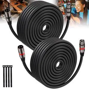 XLR Cables 100FT/30M 2 Packs, Premium Heavy Duty Balanced Microphone Cable with 3-Pin XLR Male to Female Microphone Cord Connector Compatible with Microphones,Mixer,Speaker Systems,Preamps and More XLR Cables 100FT/30M 2 Packs, Premium Heavy Duty Balanced Microphone Cable with 3-Pin XLR Male to Female Microphone Cord Connector Compatible with Microphones,Mixer,Speaker Systems,Preamps and More
