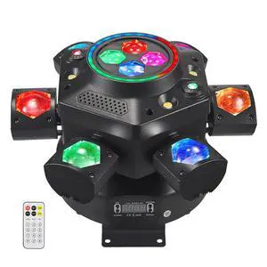 Moving Head DJ Lights, 150W Stage Light 5-in-1 with 6 Arms Beam, Bee-Eye & Colorful Halos, Red Green Starry, White & Amber Strobe, Perfect DJ Stage Lighting for Party Disco Club Wedding Bar Moving Head DJ Lights, 150W Stage Light 5-in-1 with 6 Arms Beam, Bee-Eye & Colorful Halos, Red Green Starry, White & Amber Strobe, Perfect DJ Stage Lighting for Party Disco Club Wedding Bar