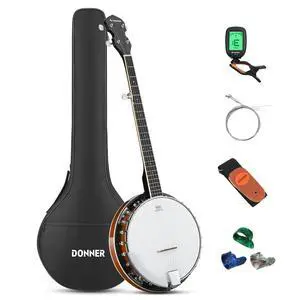 Banjo Full Size 5 String Tenor Banjolele Guitar with Banjo Kit Tuner Gig Bag, Stringed Musical Instruments for Adult BeginnerDBJ-200 Banjo Full Size 5 String Tenor Banjolele Guitar with Banjo Kit Tuner Gig Bag, Stringed Musical Instruments for Adult BeginnerDBJ-200