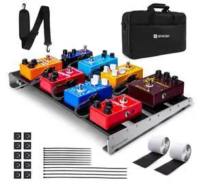 Guitar Pedal Board with Case, Aluminum Alloy Sturdy Pedalboard for 6-8 Powered Pedals for Electric Guitar with Pedal Tape, 18.1" x 11.8", 2.8 lb, Medium VPB-L45 Guitar Pedal Board with Case, Aluminum Alloy Sturdy Pedalboard for 6-8 Powered Pedals for Electric Guitar with Pedal Tape, 18.1" x 11.8", 2.8 lb, Medium VPB-L45