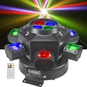 Moving Head DJ Lights, 150W LED Stage Light 4-in-1 RGBW with 6 Arms Beam, Bee-Eyes Effect, Red Green Starry, White & Amber Strobe, Perfect DJ Stage Lighting for Party Disco Club Wedding Bar Moving Head DJ Lights, 150W LED Stage Light 4-in-1 RGBW with 6 Arms Beam, Bee-Eyes Effect, Red Green Starry, White & Amber Strobe, Perfect DJ Stage Lighting for Party Disco Club Wedding Bar