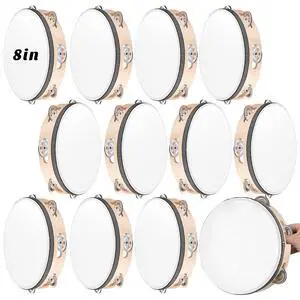 12 Pcs Wedding Tambourine Drum Bulk for Adults Hand Held Percussion Gift Christmas Wood Metal Jingles Musical Educational Drum Instrument for Church Wedding Party Games(White,8 Inch) 12 Pcs Wedding Tambourine Drum Bulk for Adults Hand Held Percussion Gift Christmas Wood Metal Jingles Musical Educational Drum Instrument for Church Wedding Party Games(White,8 Inch)