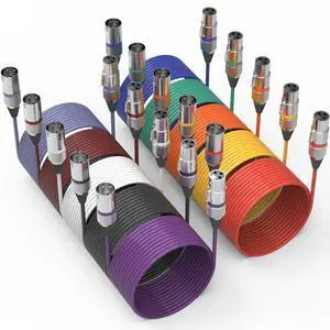 10 Pack XLR Cable 25ft Multicolor Male to Female Microphone Audio Cables | 10 Color XLR Cords with Color Boots, 3 Pin Balanced Cables for Microphones, DJ, Studio Recording, Mixer, Speaker Systems 10 Pack XLR Cable 25ft Multicolor Male to Female Microphone Audio Cables | 10 Color XLR Cords with Color Boots, 3 Pin Balanced Cables for Microphones, DJ, Studio Recording, Mixer, Speaker Systems