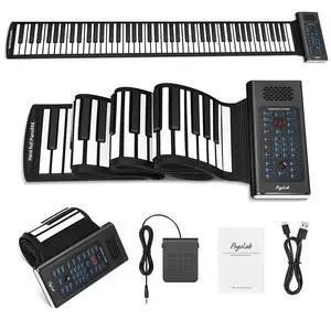 88 Keys Roll Up Keyboard Piano, Portable Electric Foldable Piano with Sustain Pedal, 20 Songs, 128 Tones, 128 Rhythms, Rechargeable & Wireless BT, Music Gift for Beginners (with LED Display) 88 Keys Roll Up Keyboard Piano, Portable Electric Foldable Piano with Sustain Pedal, 20 Songs, 128 Tones, 128 Rhythms, Rechargeable & Wireless BT, Music Gift for Beginners (with LED Display)