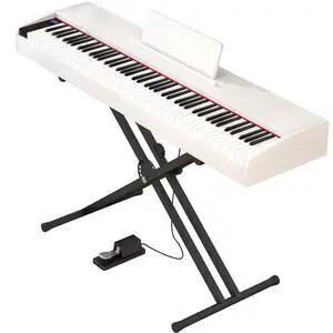 Digital Piano 88 key Semi Weighted Keyboard With X Stand & Sustain Pedal, Full-Size Beginner Electric Piano For Bluetooth, Headphone Mode, USB-MIDI Digital Piano 88 key Semi Weighted Keyboard With X Stand & Sustain Pedal, Full-Size Beginner Electric Piano For Bluetooth, Headphone Mode, USB-MIDI