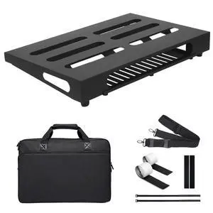 18" x 11.8" Guitar Pedal Board with Power Supply Tray | Includes Carry Case & Mounting Tapes, Power Supply Storage, Steel Material 18" x 11.8" Guitar Pedal Board with Power Supply Tray | Includes Carry Case & Mounting Tapes, Power Supply Storage, Steel Material