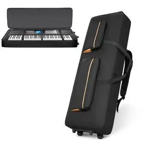 88-Key Keyboard Case with Wheels, 10mm Thick Padded Gig Bag with Adjustable Shoulder Straps & 4 Pockets, Rolling Carrying Bag for Digital Piano, Synthesizer & Electronic Keyboard 88-Key Keyboard Case with Wheels, 10mm Thick Padded Gig Bag with Adjustable Shoulder Straps & 4 Pockets, Rolling Carrying Bag for Digital Piano, Synthesizer & Electronic Keyboard