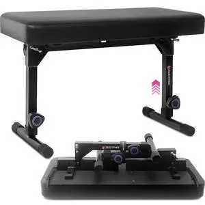 Foldable Dual Adjustable Piano Bench with Black Cushion | Portable, Music Stool Seat, For Piano Keyboard Stand, Padded Cushion, For Musicians Foldable Dual Adjustable Piano Bench with Black Cushion | Portable, Music Stool Seat, For Piano Keyboard Stand, Padded Cushion, For Musicians