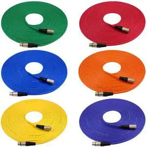 50ft Mic Cable Cords - XLR Male to XLR Female Colored Cables - 50' Balanced Mike Cord - 6 Pack 50ft Mic Cable Cords - XLR Male to XLR Female Colored Cables - 50' Balanced Mike Cord - 6 Pack